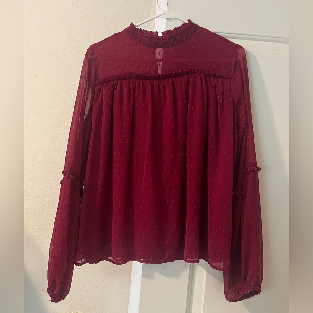 Magenta pink high neck blouse size large